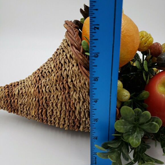 Vtg Cornucopia Basket FALL Centerpiece Horn of Plenty Fruit Nuts Thanksgiving - Picture 9 of 16